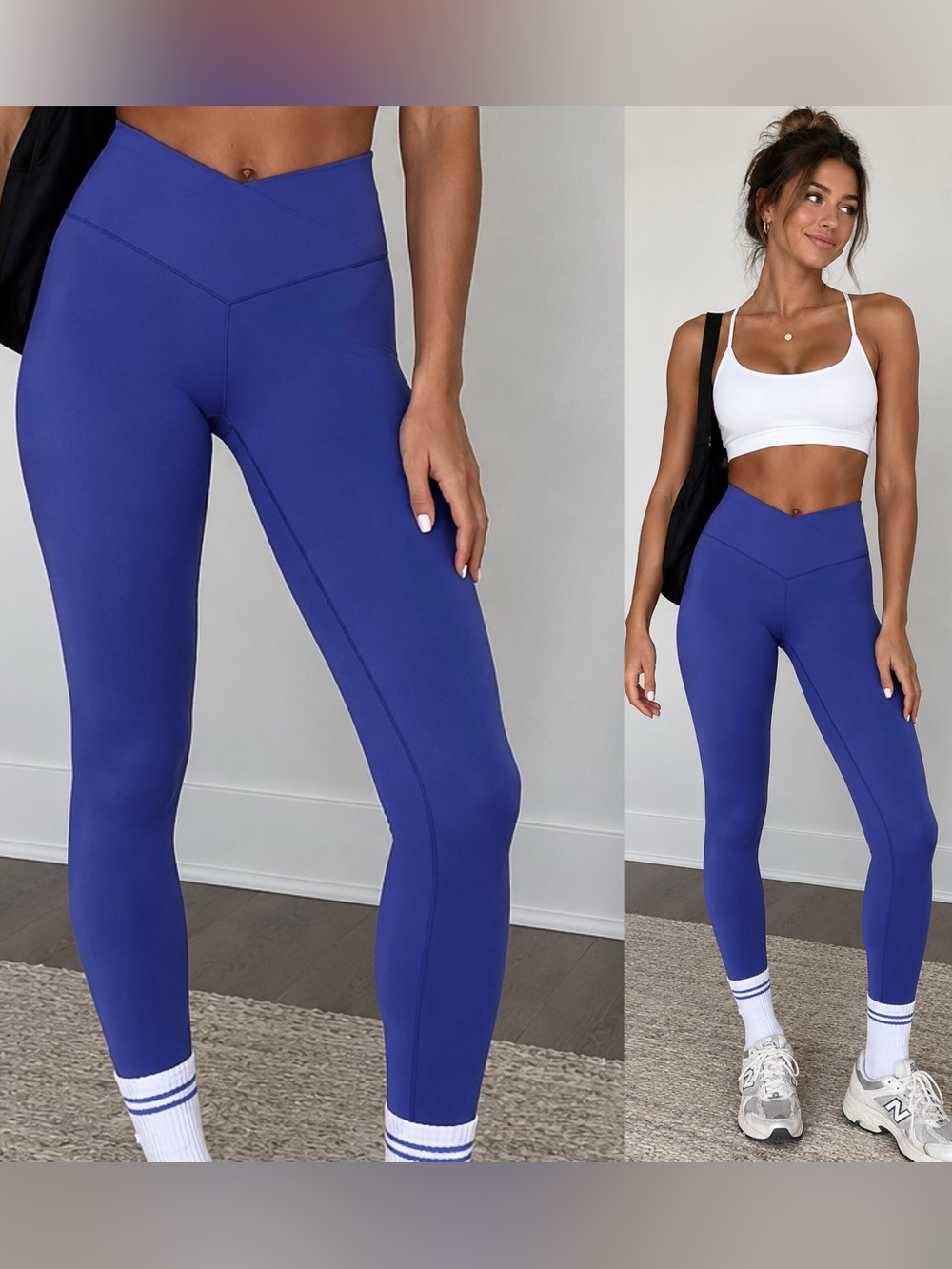. Aerie Offline Real Me High Waisted Crossover Deep Cobalt Blue Leggings